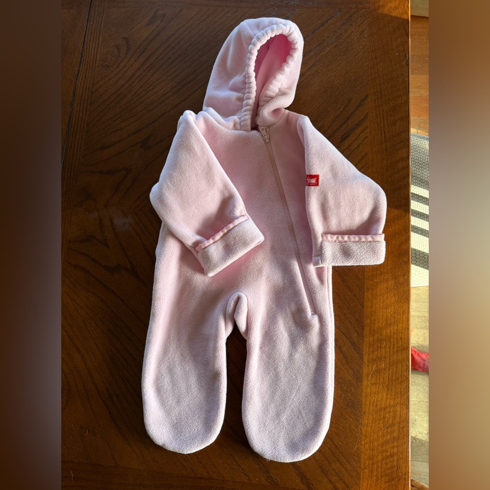 Widgeon baby girl fleece hooded footie with hat
